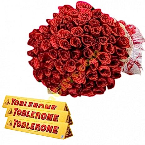 36 Red Roses w/ Toblerone milk Chocolate