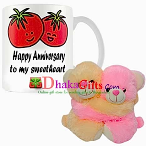 send anniversary gift mug with joint bear to bangladesh