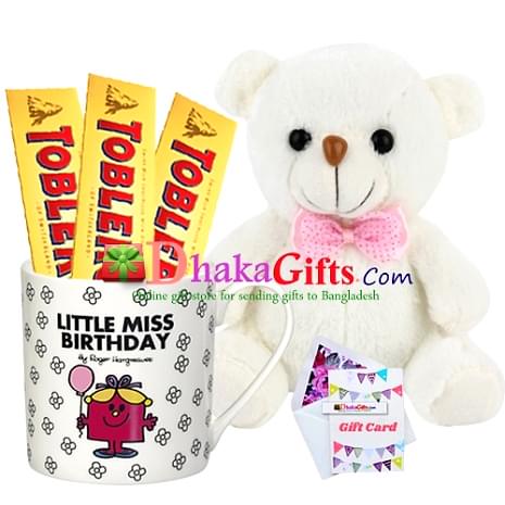 mug and toblerone chocolate with teddy send to dhaka
