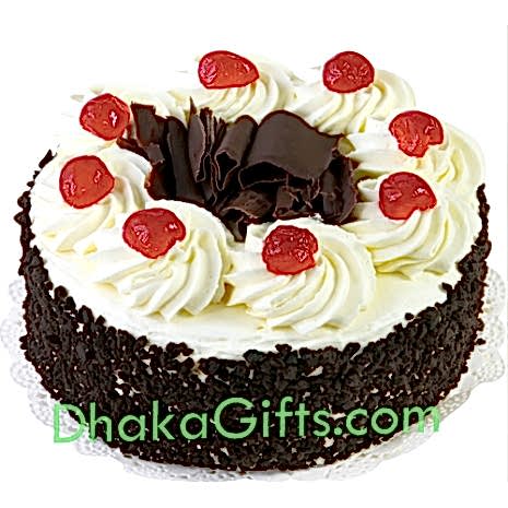 send hot 2 pounds special black forest round cake to dhaka