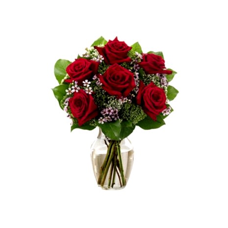 Send 6 Red Roses in Vase to Dhaka in Bangladesh