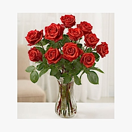 Send Classic 12 Red Rose in FREE Vase to Dhaka in Bangladesh
