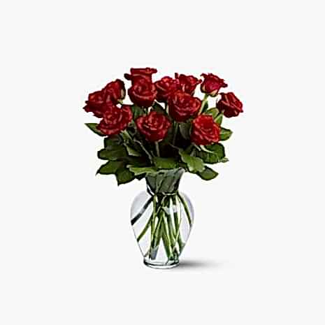 Send 12 Red Roses with a Beautiful FREE Vase to Dhaka in Bangladesh