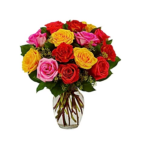 Send 12 Assorted & Beautiful Bright Roses to Dhaka in Bangladesh