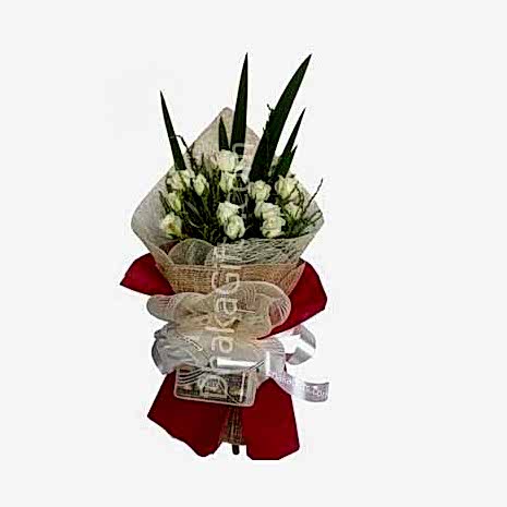 Send 12 White Roses Bouquet with Ferrero Chocolate to Dhaka in Bangladesh